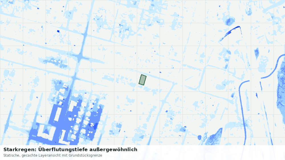 Statische Kartenansicht: Starkregen: Überflutungstiefe außergewöhnlich