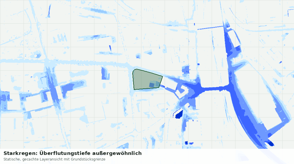 Statische Kartenansicht: Starkregen: Überflutungstiefe außergewöhnlich