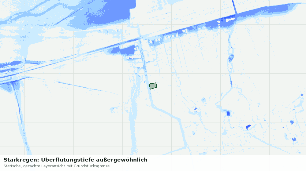 Statische Kartenansicht: Starkregen: Überflutungstiefe außergewöhnlich