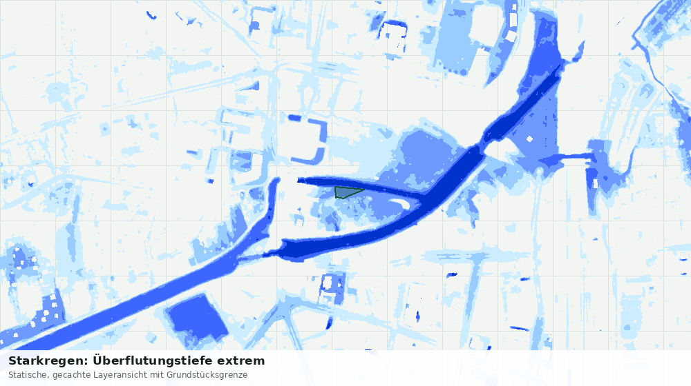 Statische Kartenansicht: Starkregen: Überflutungstiefe extrem
