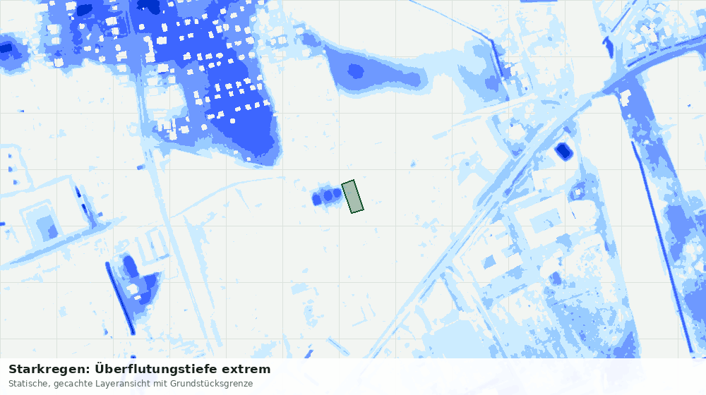Statische Kartenansicht: Starkregen: Überflutungstiefe extrem
