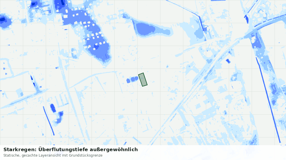 Statische Kartenansicht: Starkregen: Überflutungstiefe außergewöhnlich