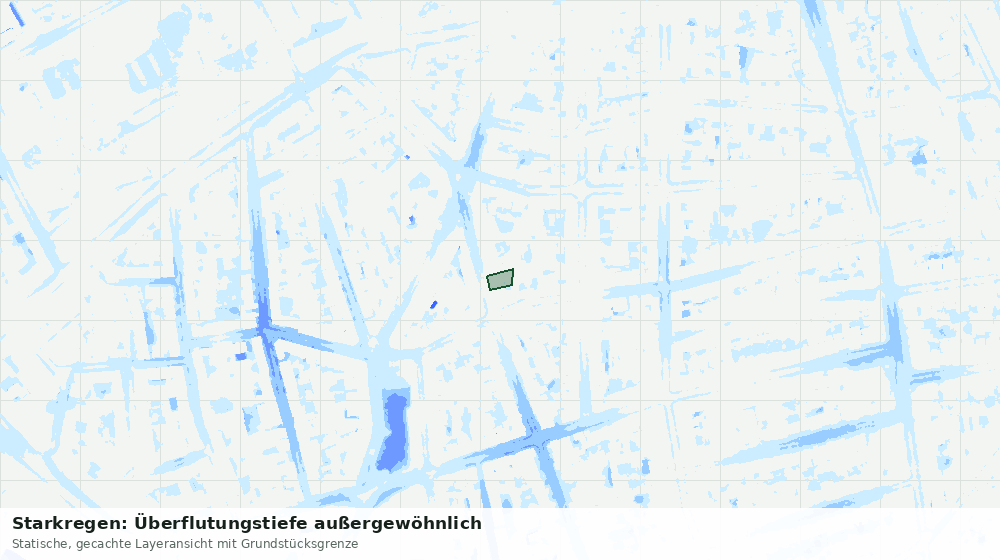 Statische Kartenansicht: Starkregen: Überflutungstiefe außergewöhnlich