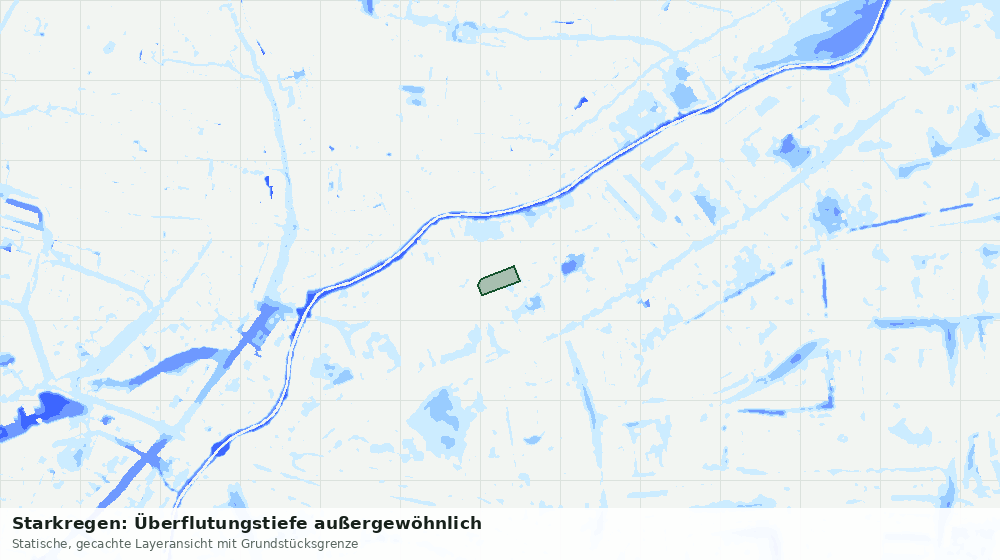 Statische Kartenansicht: Starkregen: Überflutungstiefe außergewöhnlich