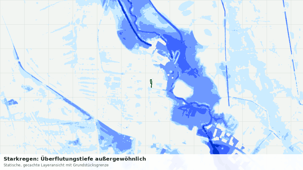 Statische Kartenansicht: Starkregen: Überflutungstiefe außergewöhnlich