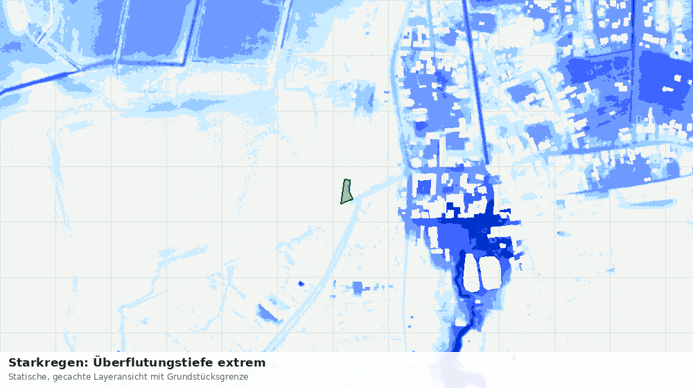 Statische Kartenansicht: Starkregen: Überflutungstiefe extrem