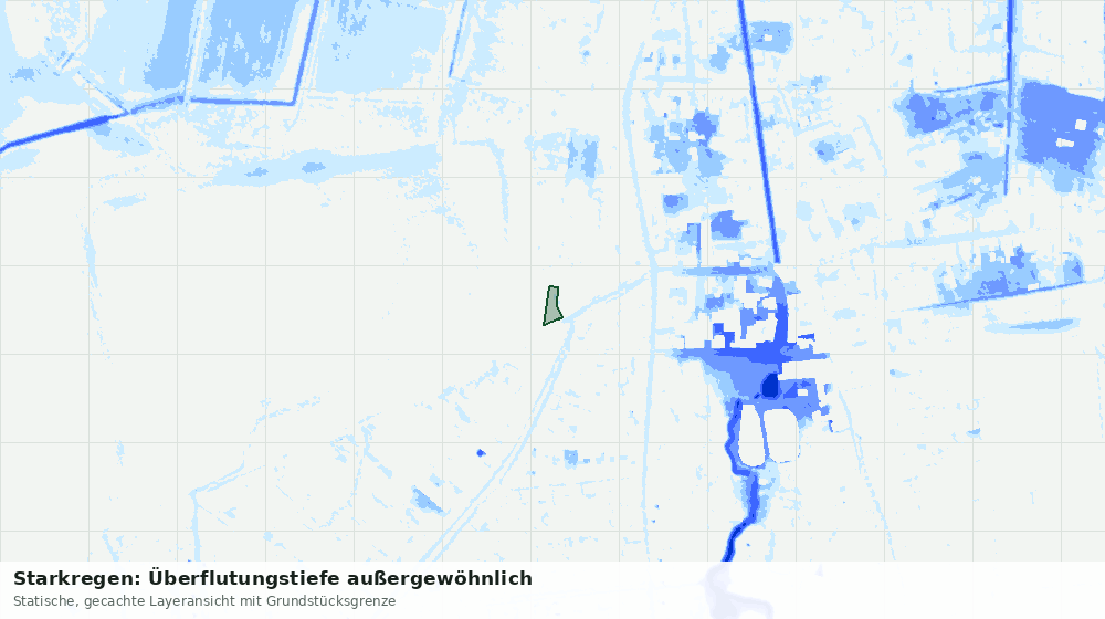 Statische Kartenansicht: Starkregen: Überflutungstiefe außergewöhnlich