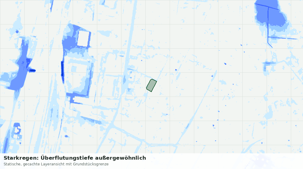 Statische Kartenansicht: Starkregen: Überflutungstiefe außergewöhnlich