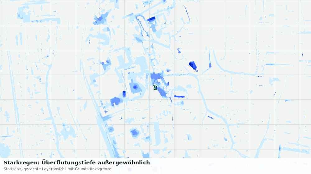 Statische Kartenansicht: Starkregen: Überflutungstiefe außergewöhnlich