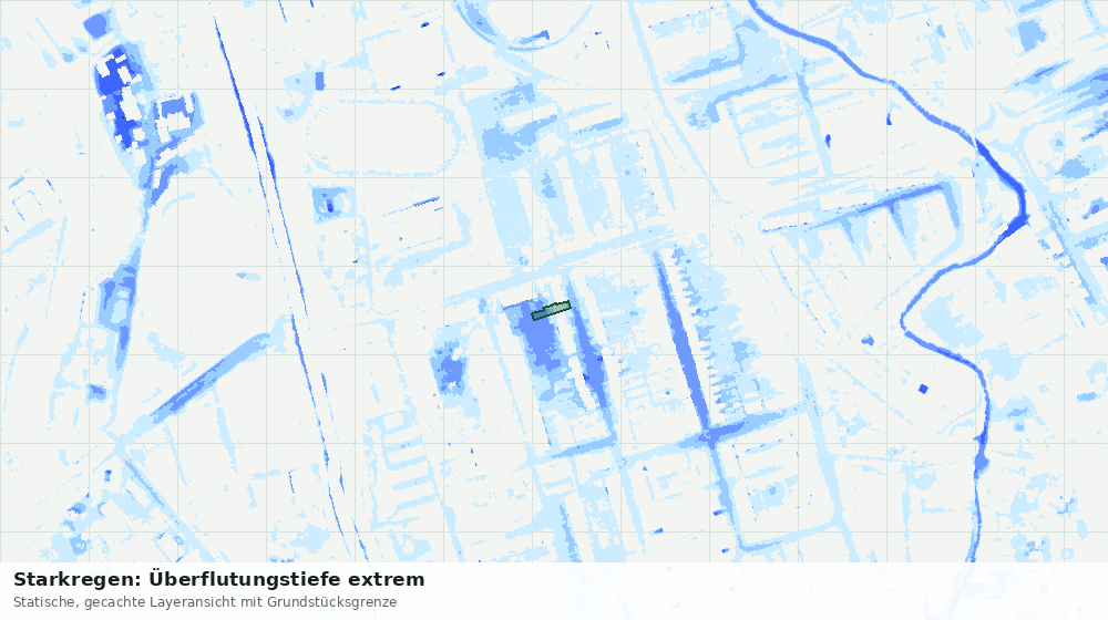 Statische Kartenansicht: Starkregen: Überflutungstiefe extrem