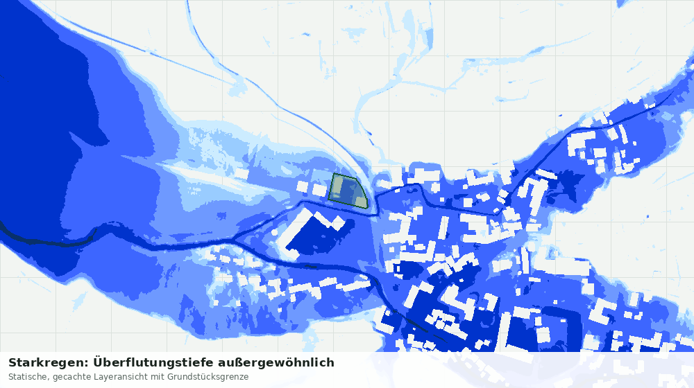 Statische Kartenansicht: Starkregen: Überflutungstiefe außergewöhnlich