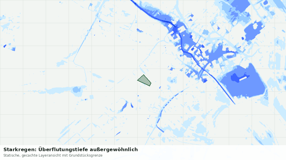 Statische Kartenansicht: Starkregen: Überflutungstiefe außergewöhnlich