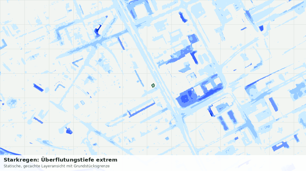 Statische Kartenansicht: Starkregen: Überflutungstiefe extrem