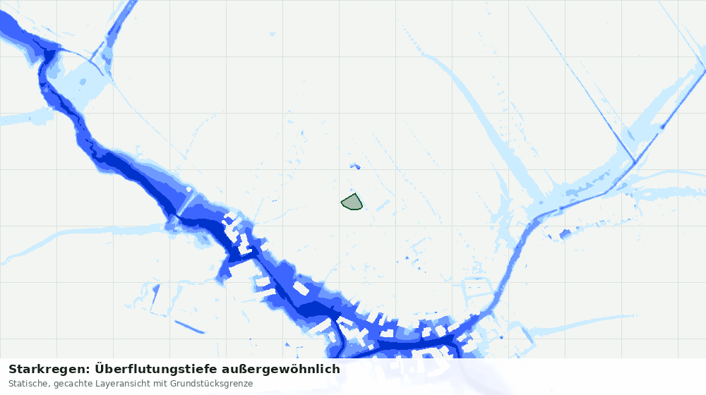 Statische Kartenansicht: Starkregen: Überflutungstiefe außergewöhnlich