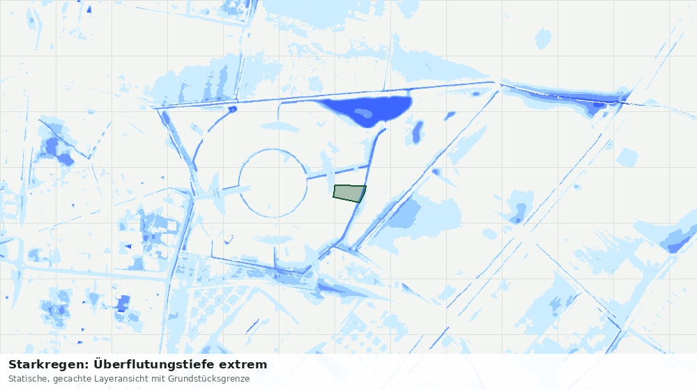 Statische Kartenansicht: Starkregen: Überflutungstiefe extrem