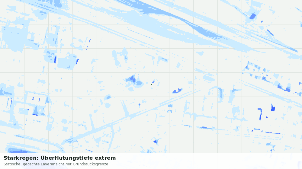 Statische Kartenansicht: Starkregen: Überflutungstiefe extrem