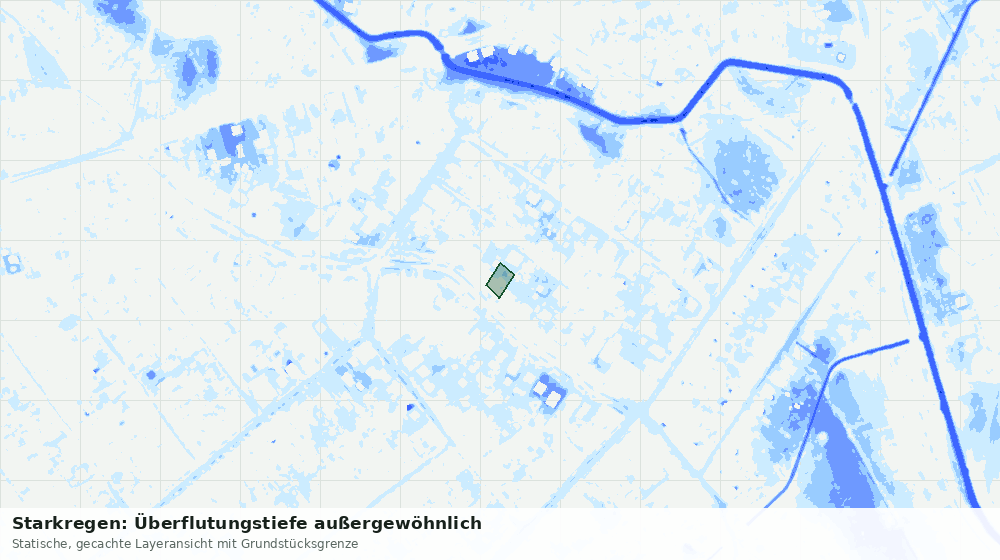 Statische Kartenansicht: Starkregen: Überflutungstiefe außergewöhnlich