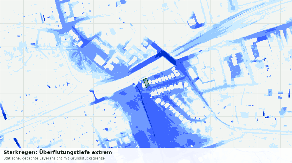 Statische Kartenansicht: Starkregen: Überflutungstiefe extrem