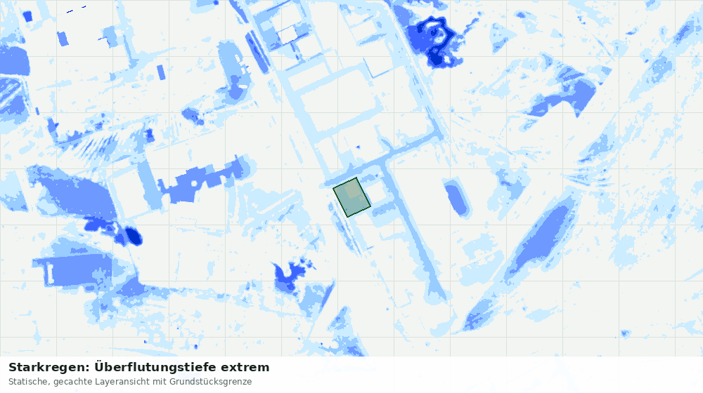 Statische Kartenansicht: Starkregen: Überflutungstiefe extrem