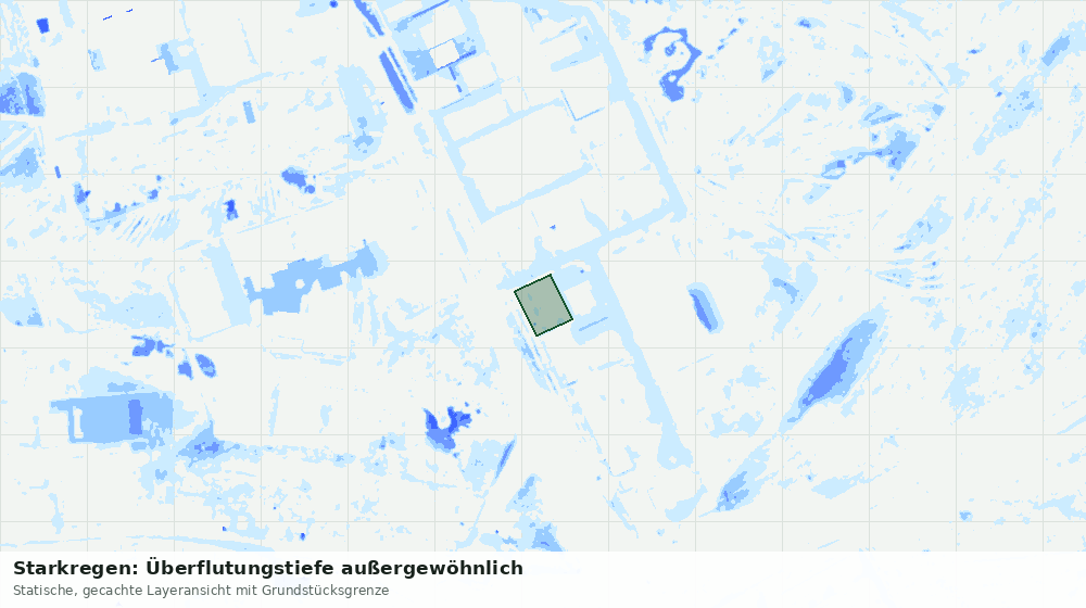 Statische Kartenansicht: Starkregen: Überflutungstiefe außergewöhnlich