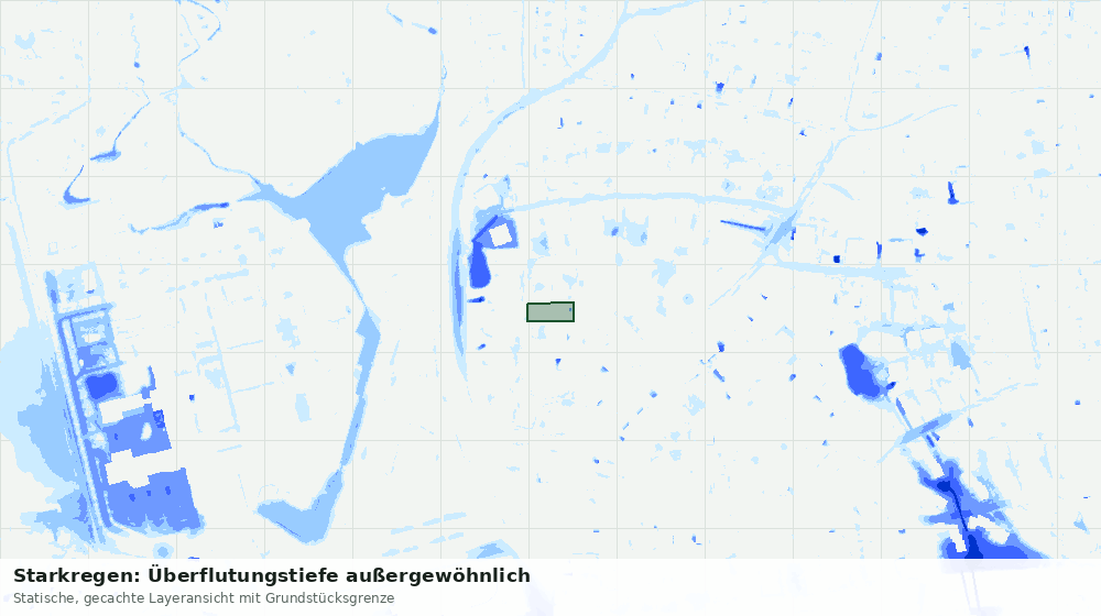 Statische Kartenansicht: Starkregen: Überflutungstiefe außergewöhnlich
