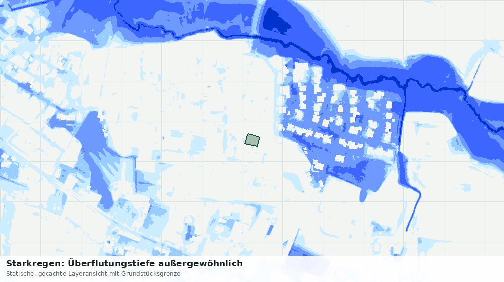 Statische Kartenansicht: Starkregen: Überflutungstiefe außergewöhnlich
