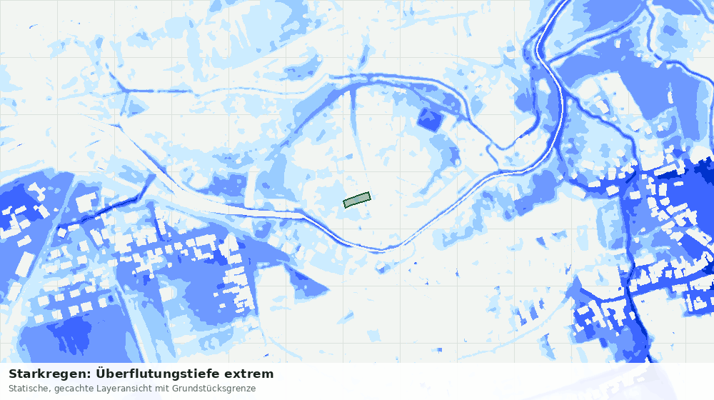 Statische Kartenansicht: Starkregen: Überflutungstiefe extrem