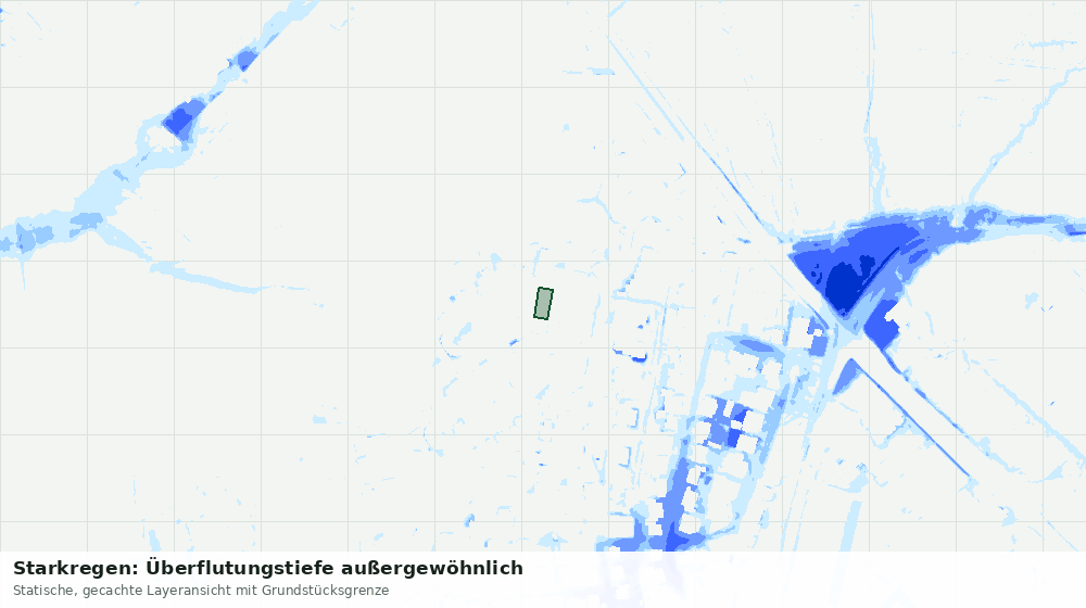 Statische Kartenansicht: Starkregen: Überflutungstiefe außergewöhnlich