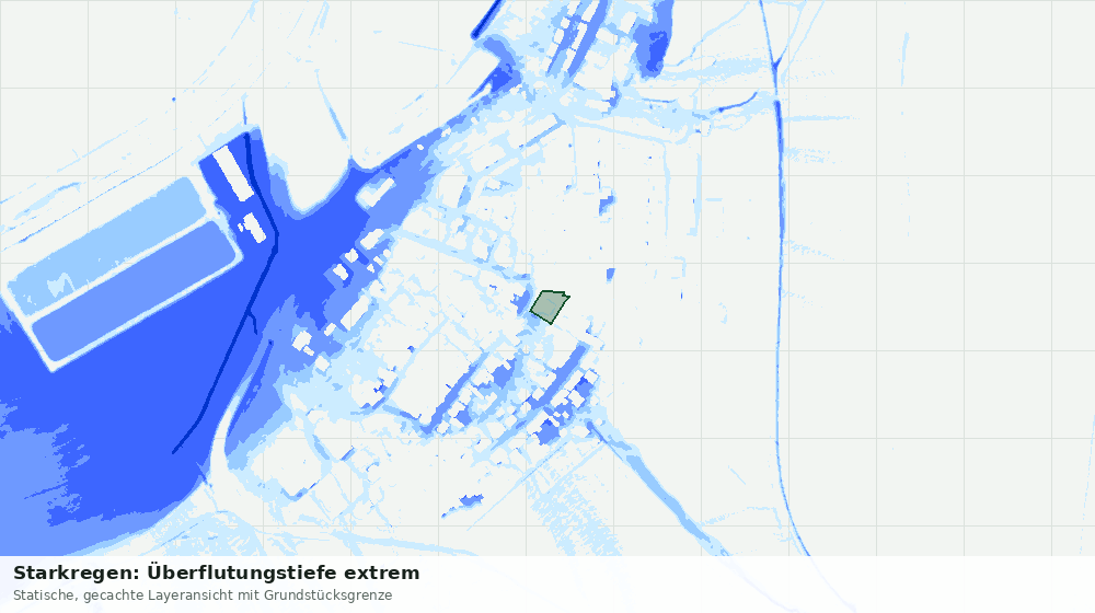 Statische Kartenansicht: Starkregen: Überflutungstiefe extrem