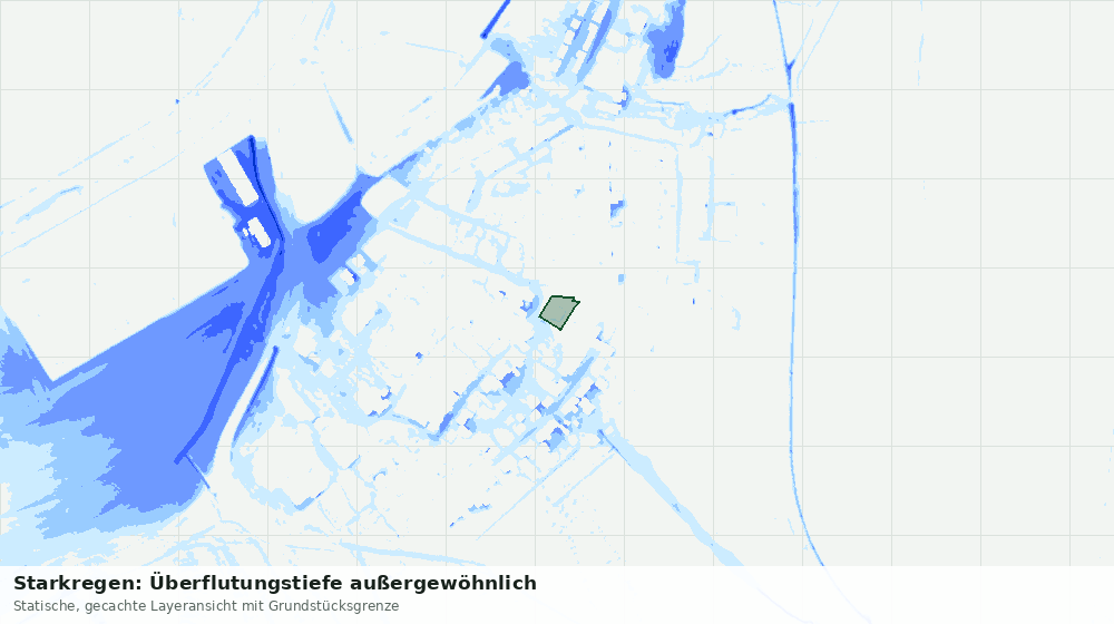 Statische Kartenansicht: Starkregen: Überflutungstiefe außergewöhnlich