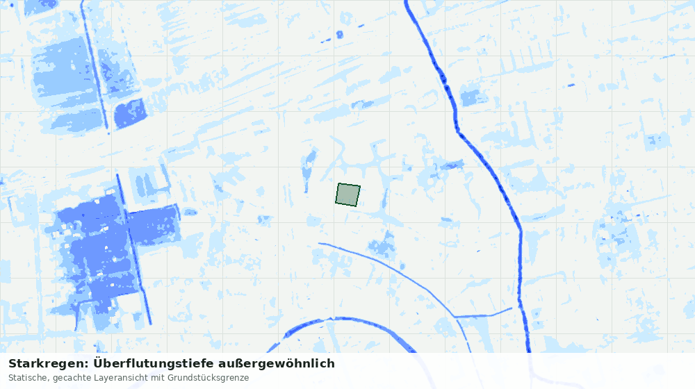 Statische Kartenansicht: Starkregen: Überflutungstiefe außergewöhnlich