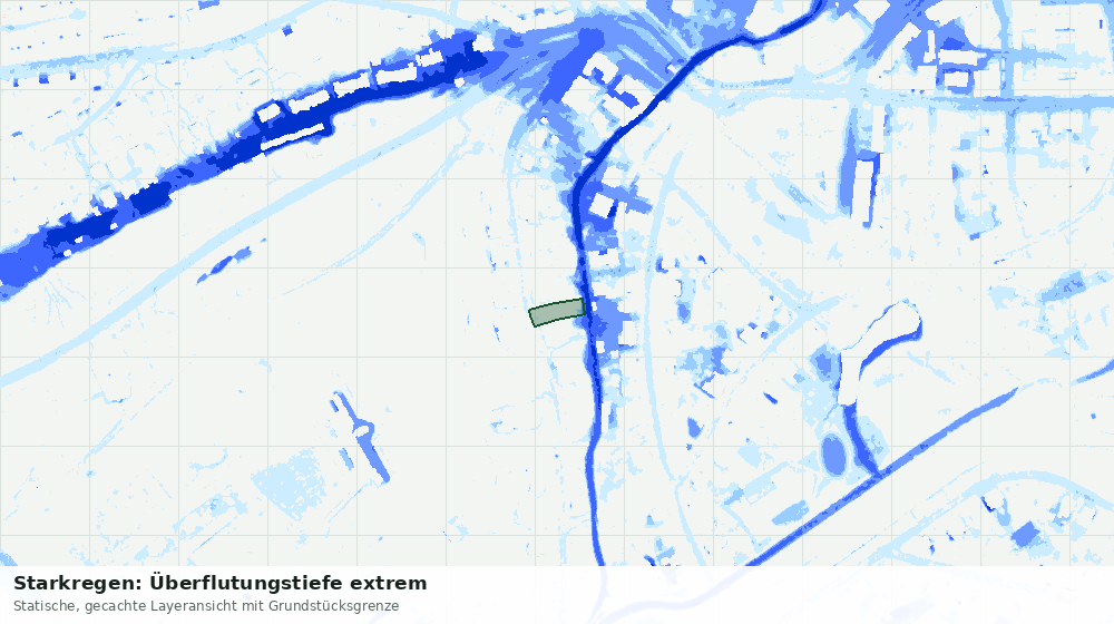 Statische Kartenansicht: Starkregen: Überflutungstiefe extrem