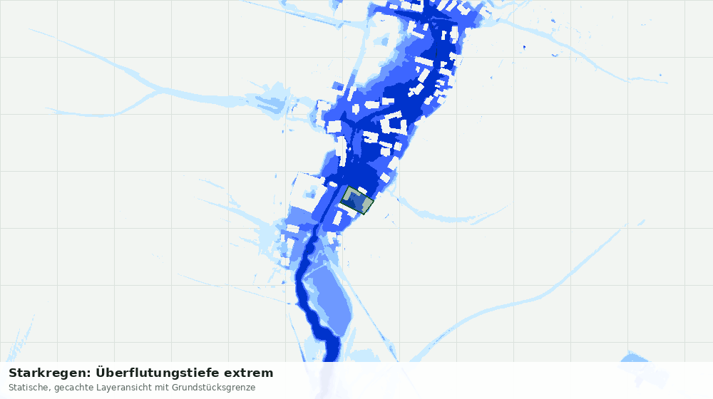 Statische Kartenansicht: Starkregen: Überflutungstiefe extrem