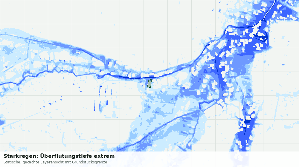 Statische Kartenansicht: Starkregen: Überflutungstiefe extrem