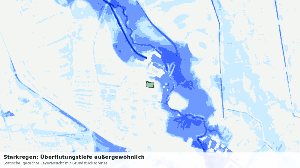 Statische Kartenansicht: Starkregen: Überflutungstiefe außergewöhnlich