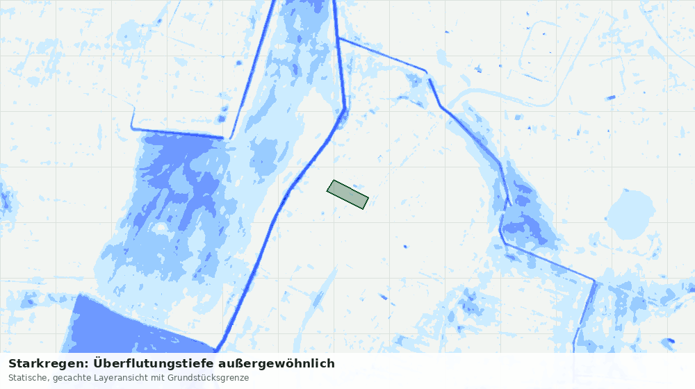 Statische Kartenansicht: Starkregen: Überflutungstiefe außergewöhnlich