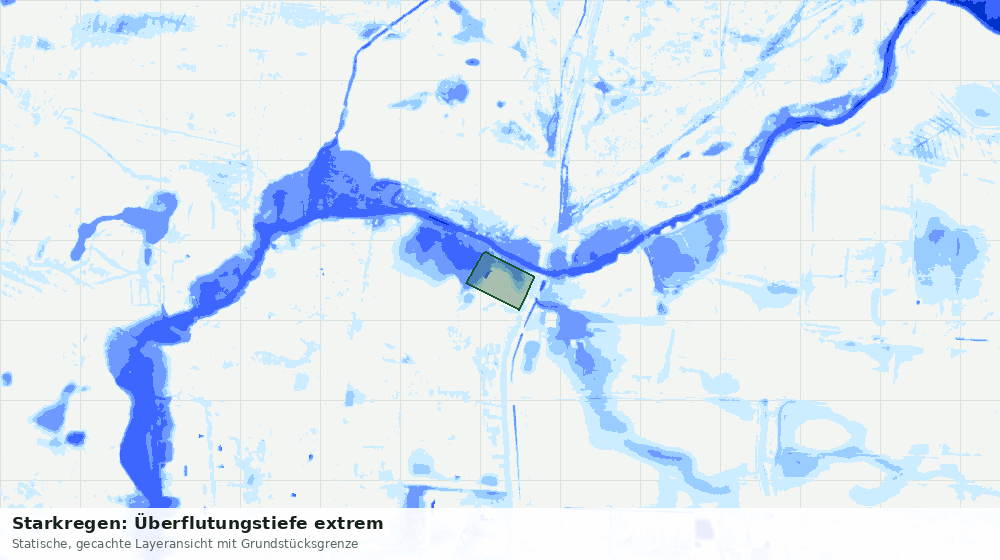 Statische Kartenansicht: Starkregen: Überflutungstiefe extrem