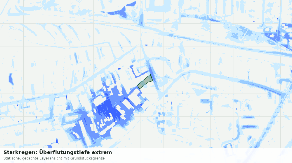 Statische Kartenansicht: Starkregen: Überflutungstiefe extrem