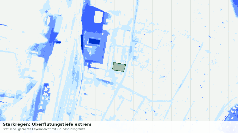 Statische Kartenansicht: Starkregen: Überflutungstiefe extrem