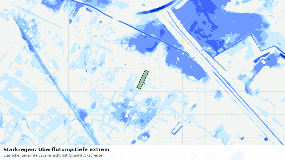 Statische Kartenansicht: Starkregen: Überflutungstiefe extrem