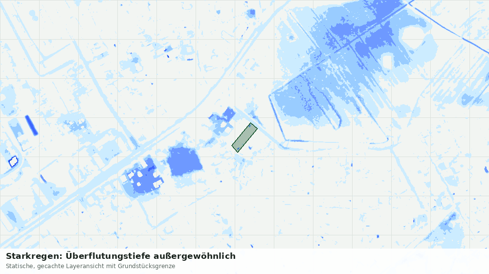 Statische Kartenansicht: Starkregen: Überflutungstiefe außergewöhnlich
