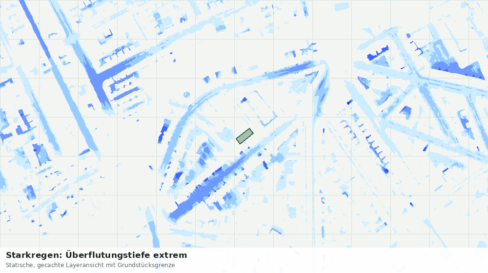 Statische Kartenansicht: Starkregen: Überflutungstiefe extrem