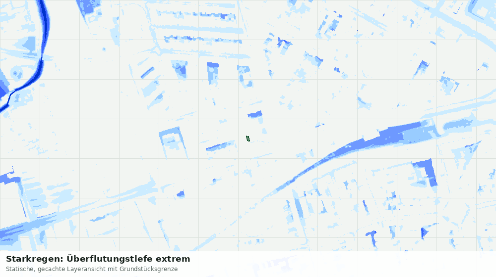 Statische Kartenansicht: Starkregen: Überflutungstiefe extrem