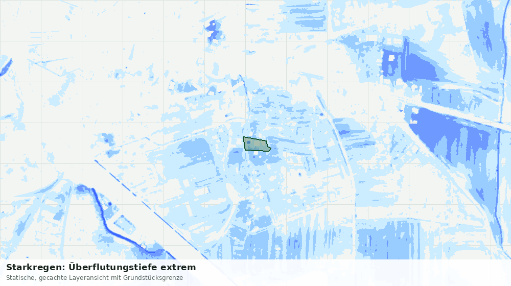 Statische Kartenansicht: Starkregen: Überflutungstiefe extrem