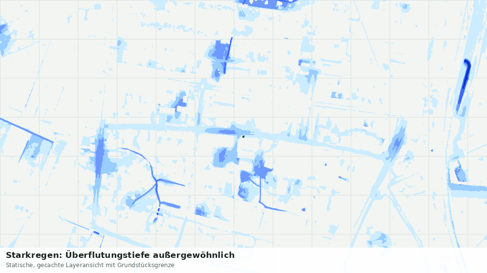 Statische Kartenansicht: Starkregen: Überflutungstiefe außergewöhnlich