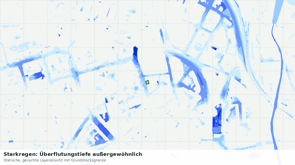 Statische Kartenansicht: Starkregen: Überflutungstiefe außergewöhnlich