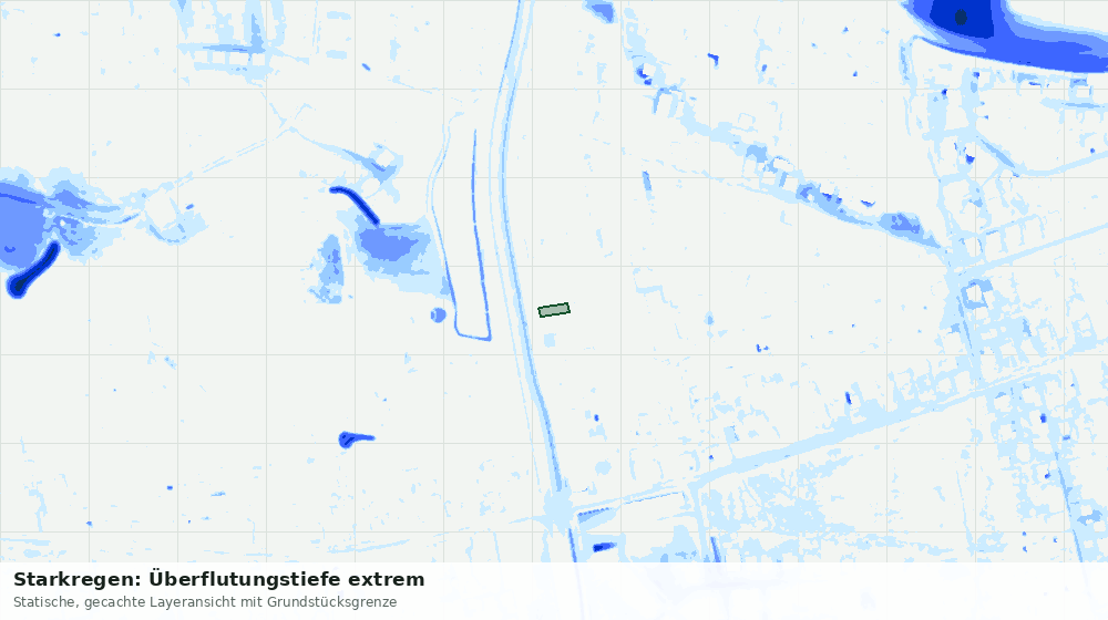 Statische Kartenansicht: Starkregen: Überflutungstiefe extrem