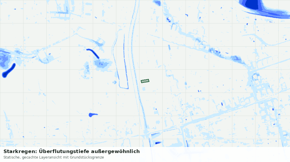 Statische Kartenansicht: Starkregen: Überflutungstiefe außergewöhnlich