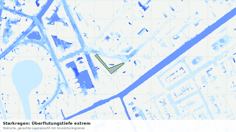 Statische Kartenansicht: Starkregen: Überflutungstiefe extrem
