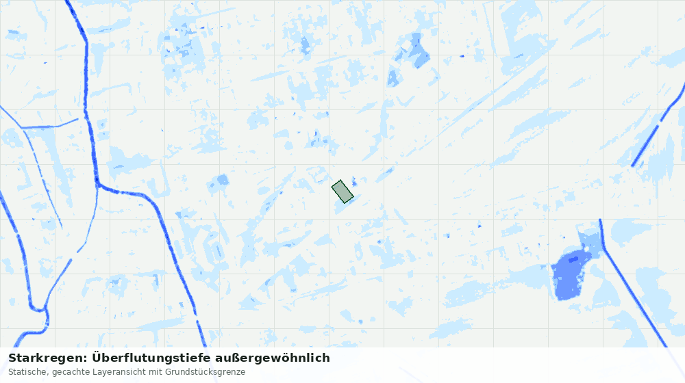 Statische Kartenansicht: Starkregen: Überflutungstiefe außergewöhnlich